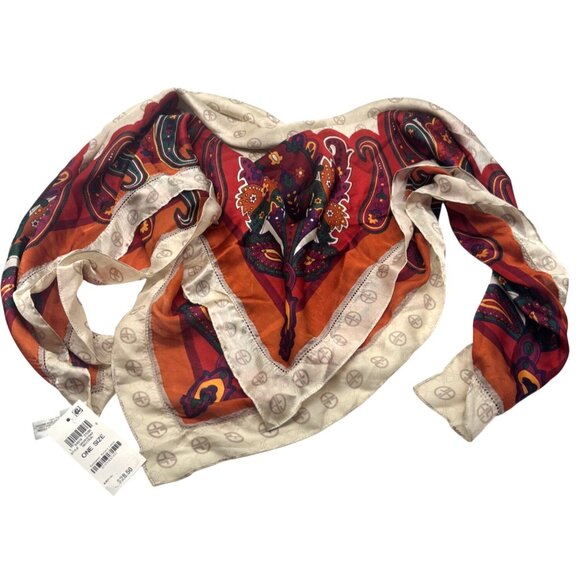 Giani Bernini Logo Paisley Border Printed Scarf, Neutral-multi, 36" x 36" - Picture 3 of 13